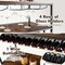 Costway Rustic Wine Rack Table 13 Bottles Wine Bar Cabinet Freestanding with Glass Holder
